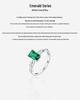 High-End Retro 925 Sterling Silver Emerald Diamond Ring