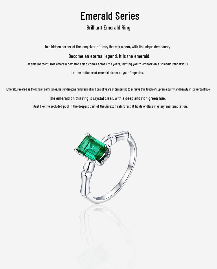 High-End Retro 925 Sterling Silver Emerald Diamond Ring