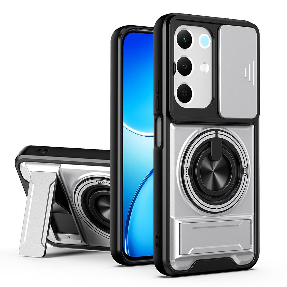KEYSION Magnetic Phone Case for Realme C85 5G C85 Pro Slide Camera Protection Upright Kickstand 360 Ring Shockproof Back Cover