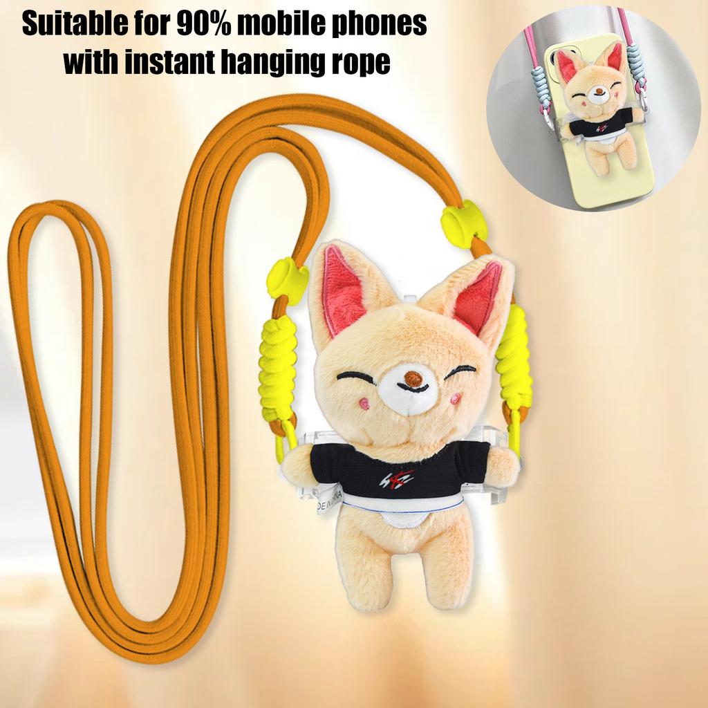 Niedlicher Puppen-Handy-Rückclip mit Hängeseil