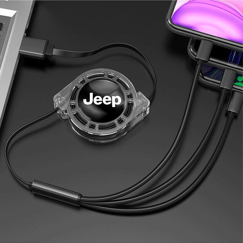 Cup Holders Car Interior 3 In 1 Fast Charger USB Data Cable Accessories For Jeep Renegade Wagoneer Avenger Recon Wrangler JK Gla