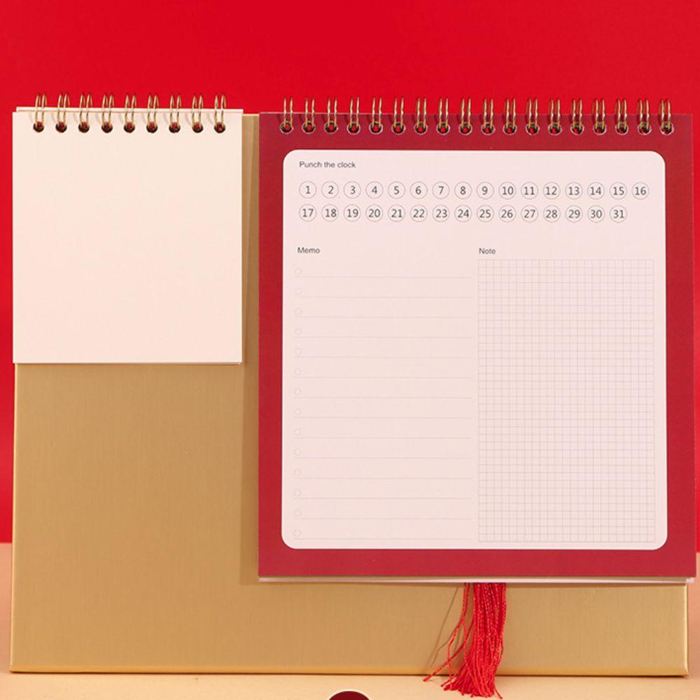 with Note 2025 Monthly Desktop Calendar Red Hot Stamping Daily Planner Calendar  Business Gifts