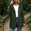 Trench da Donna con Cappuccio di Media Lunghezza Giacca Casual dalla Vestibilità Ampia per l'Uso Esterno Quotidiano