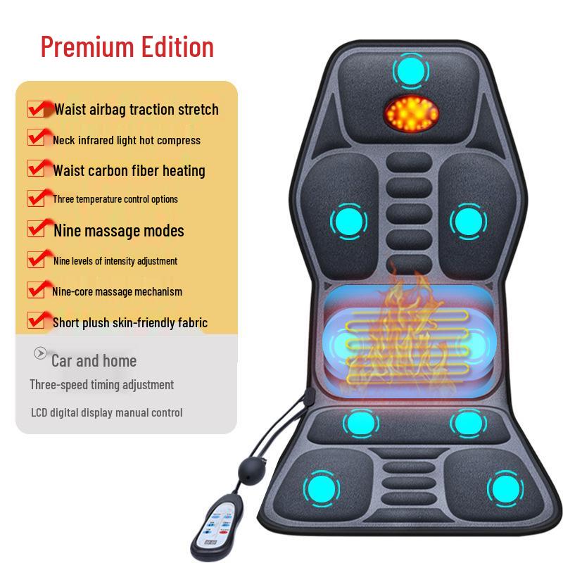 Enlong Multifunctional Heated Vibration Neck & Back Massager Cushion for Car and Home Use
