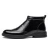 Autumn Pointed High Top Leather Shoes Men's Casual Short Boots with Zipper British Block Style High Rise Chelsea Boots