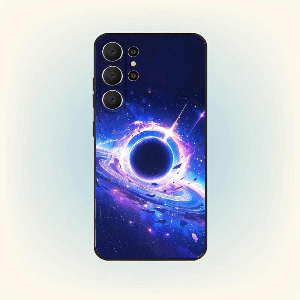 Space Galaxy Universe Phone Case For Samsung S26,S25,24,23,22,30,21,10,9,Ultra,Plus,Lite,Black Soft Case