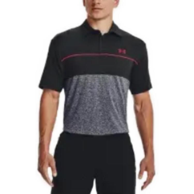 Under Armour Polo Shirts Men's Black Polo Collar Moderate Straight Fit Unisex 1327037-049