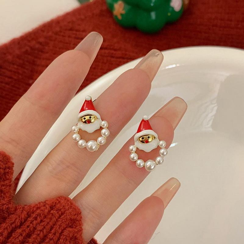 Colourful Zircon Christmas Tree Earrings For Women Sparkling Crystal Snowflake Elk Earring Girls New Year Holiday Jewelry Gifts