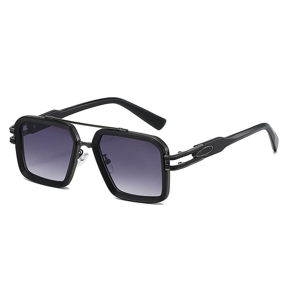 Ins Retro Double Beam Gradient Square Women Sunglasses Personality Leopard Gradient Trend Street Style Punk Men Glasses UV400