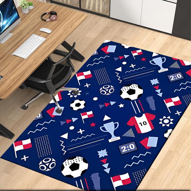 Soccer Printed Carpet, for Office Chair Living Room Bedroom Kitchen Room Decor Gifts.
