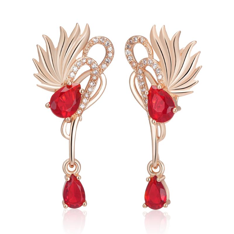 

Блестящие красные серьги-подвески с натуральным цирконом для женщин, модные, цвета розового золота, высокого качества, повседневные, изящные, винтажные ювелирные изделия