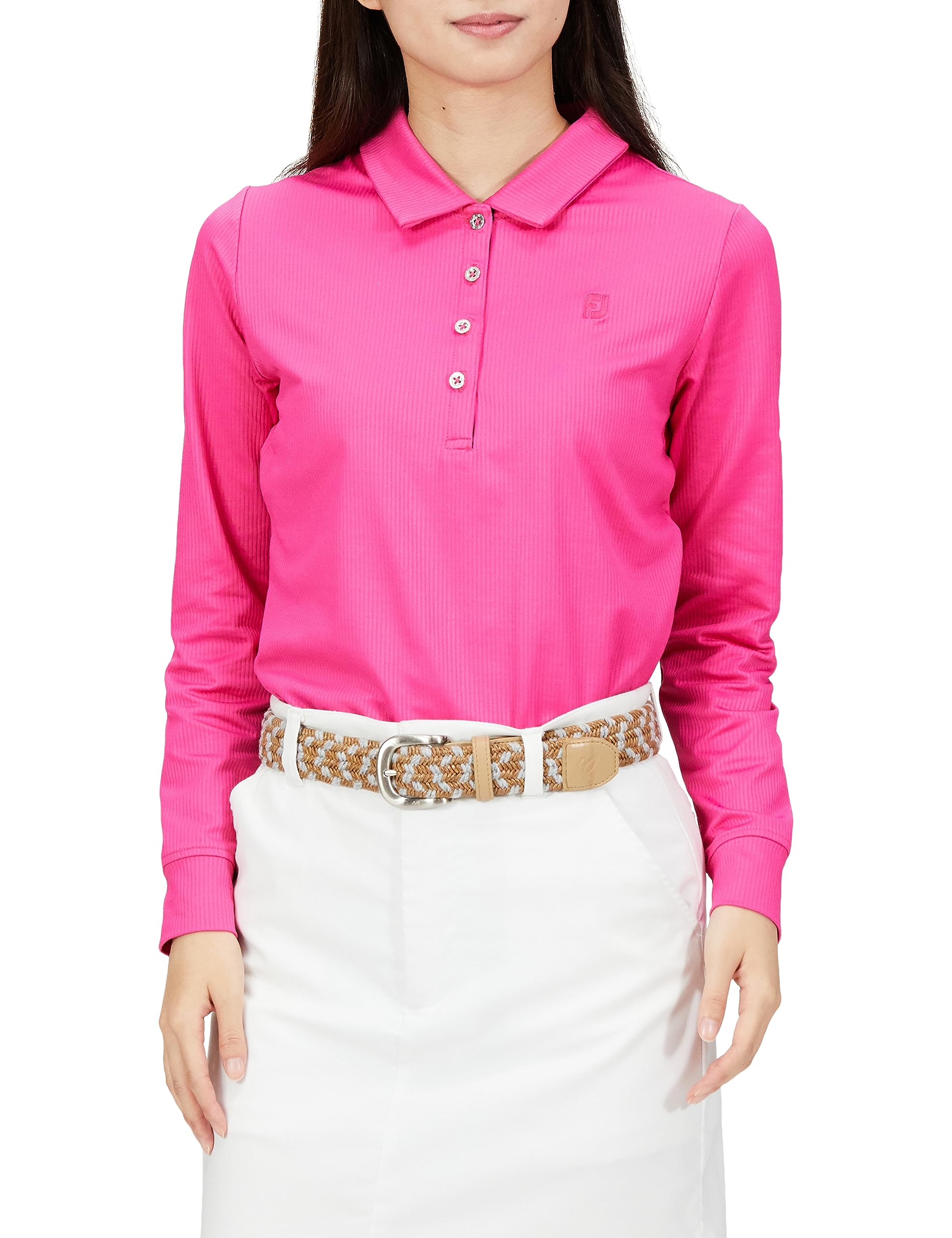 

FootJoy Modern Classic Rib Knit Long Sleeve Stretch Golf Shirt, Women s, Pink, Size S (FJW-F23-S03)