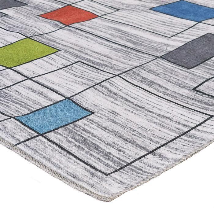 Living Room Rug Pattern Lines Rectangles of Colors Gray 160x230