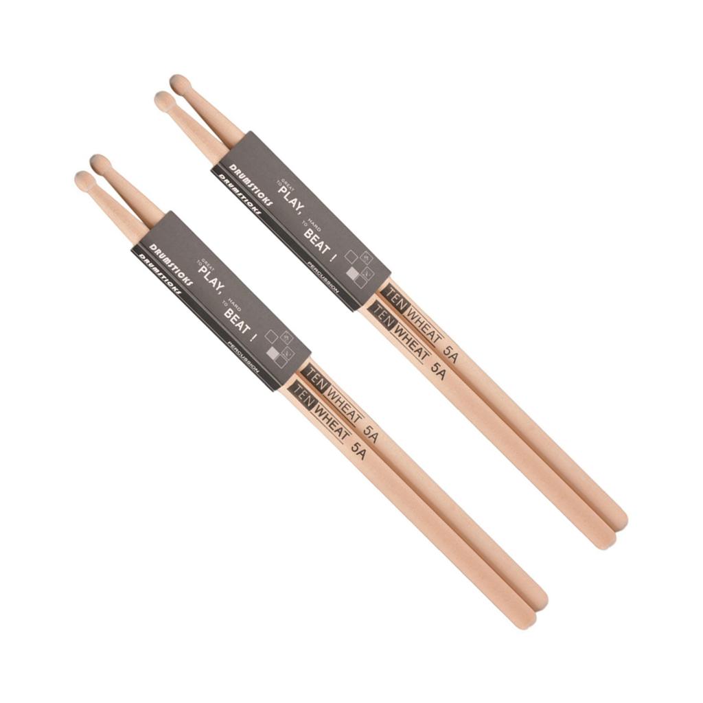 4PCS Maple Wood Drumstick Replacement Non Slip Comfortable Grip Round Tip Drum Sticks