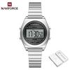 Naviforce Original Women Digital Watch Stainless Steel Strap Waterproof Calendar Chronograph Night Pattern Lady Girl Casual Fashion Watch NF5066