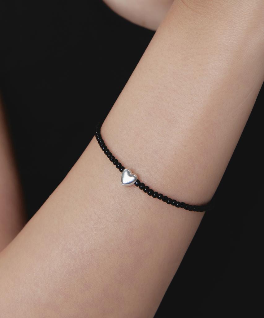 Dmoment (925 Silver) Midnight S Heart Silver Bracelet