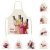 Nail Polish Lipstick Beauty Kitchen Women Apron Household Cleaning Cotton Linen Pinafore Salon Home Cooking Baking Adult Bib