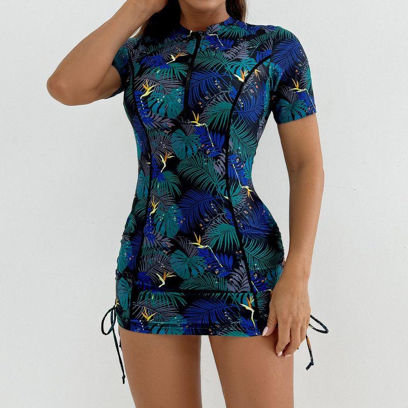 Long-Sleeved One-Piece New Style Printed Women's Swimsuit European and American Surfing Suit Bikini