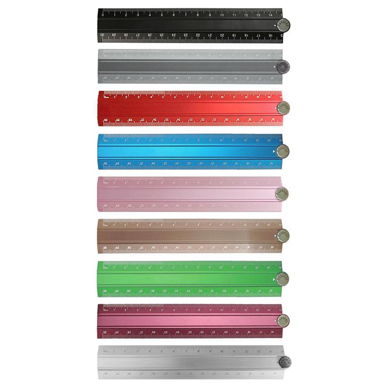 Aluminum Folding Ruler 30cm Multi-functional Metal Measuring Tool Compact Drawing Carpentry DIY Ruler Easy Storage for Children
