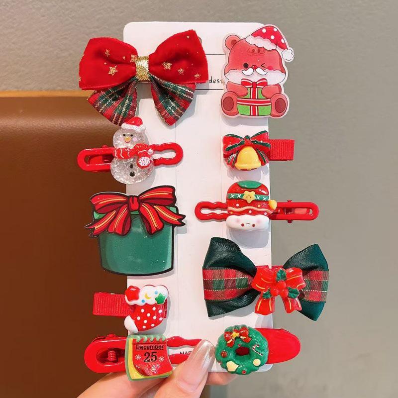 2025 Children's Christmas Hair Clips Set: Santa, Tree & Reindeer (5-Piece)