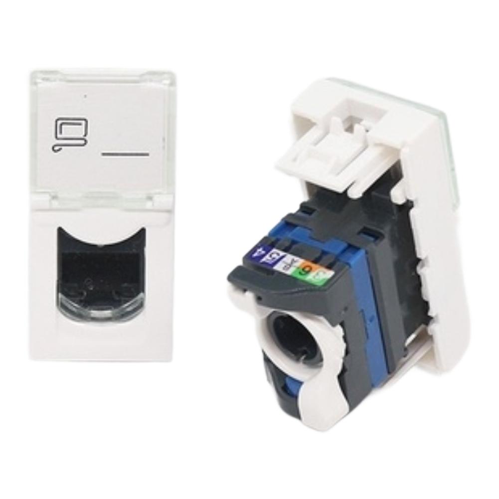 Cat 6 Network Connector Panel 45x22.5mm with Rotatable Module and Dust Cover for For server Room Applications 5 Pack