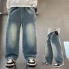 Frühlings- und Herbst-Jungen-Jeans Patchwork-Jeans für große Jungen Hosen Jungenhosen Kind Baggy Weitbeinige Kleidung Teenager