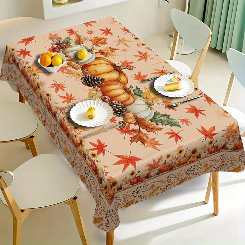 Autumn Pumpkins Maple Leaves Tablecloths for Table Decoration Fall Thanksgiving Sunflower Kitchen Dining Table Cloth Party Decor