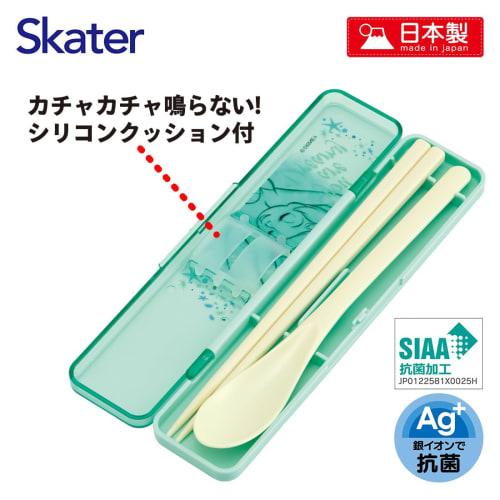 Skater Chopsticks and Spoon Set, Bento Box, Adult, Antibacterial, Combo Set, 18cm, Non-Clinking, Made In Japan, Disney, Peter Pan, Tinker Bell, CCS3SA