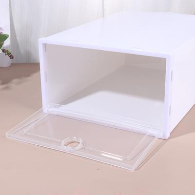 6pcs Shoes Box Drawer Type Shoe Box Thicken Transparent Shoes Organizer -proof Shoes Display Box (White, Random Frame Color)
