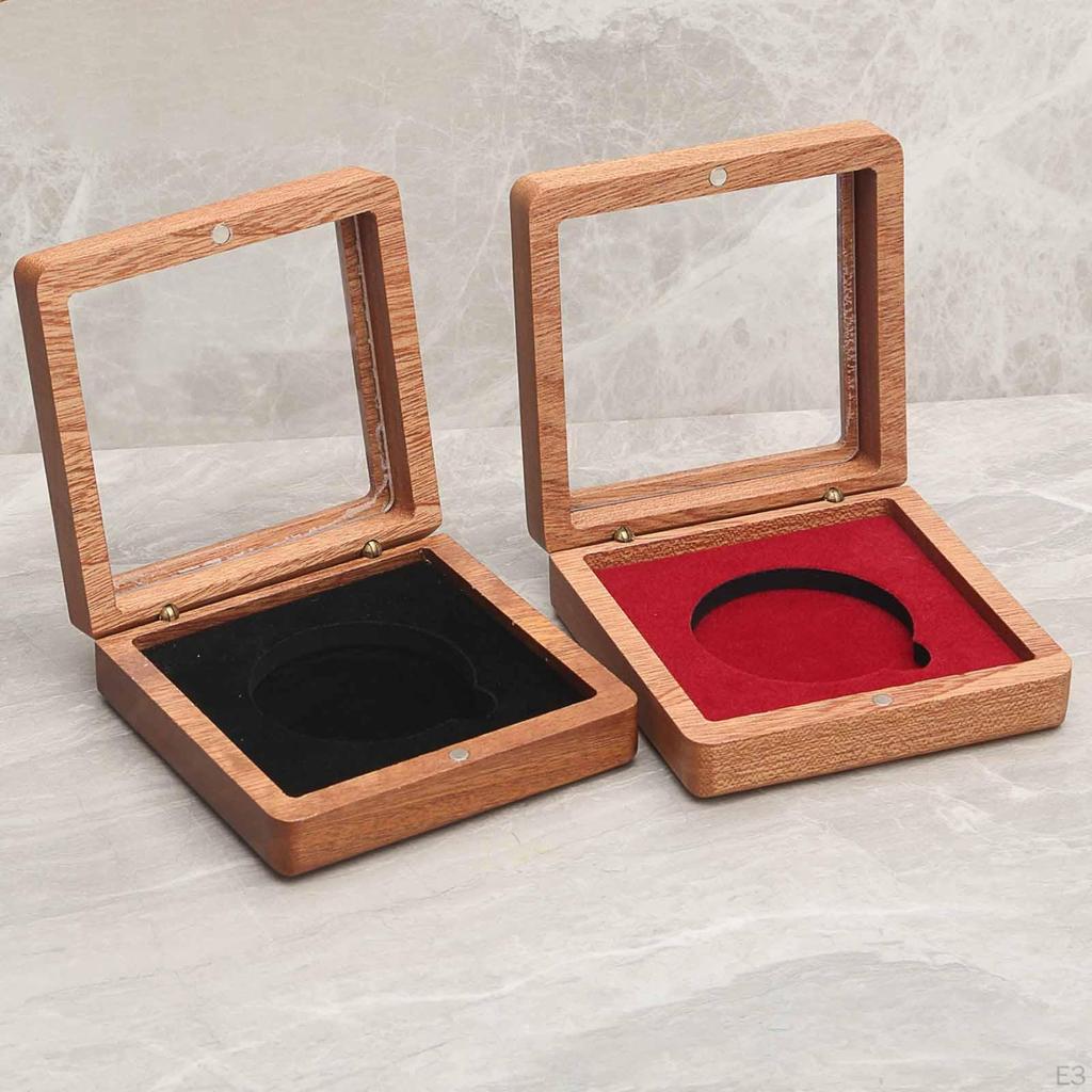 Holz-Präsentations-Display-Box Gedenkhalter Geschenk mit Klarsichtdeckel Aufbewahrungskoffer für