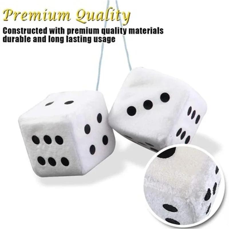 2PCS Auto sSoft Fuzzy Dice Dots Rear View Mirror Hanger Decoration Car Styling Interior Accessorie 6 Colors