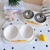 Stainless Steel Dog Double Bowl Anti Slip Large Capacity Pet Drinking Bowl with Stand Cute Duck Shape Detachable