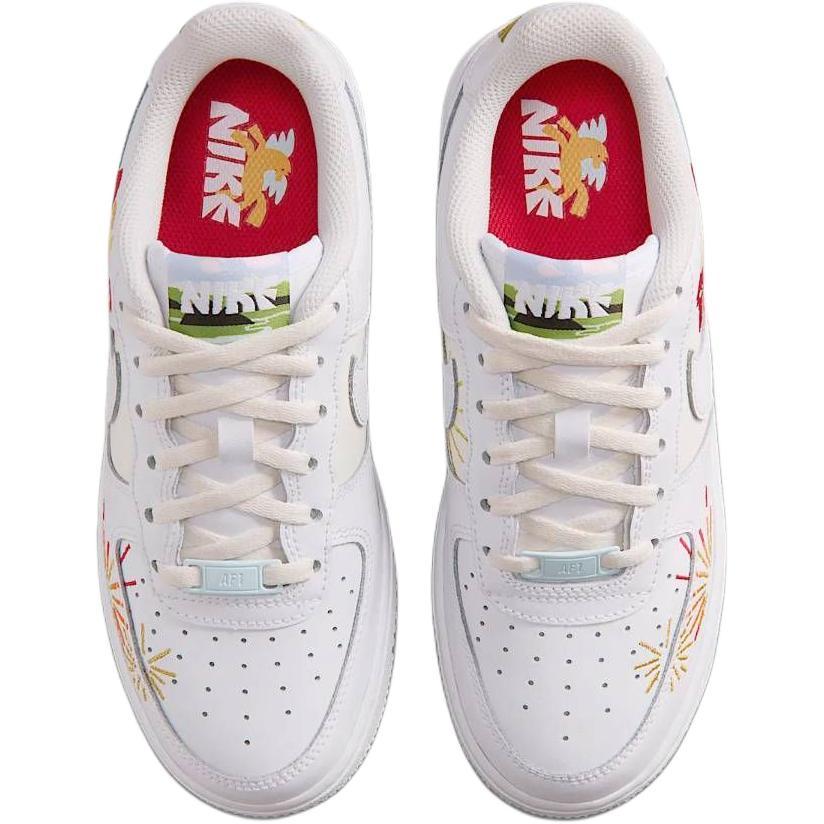 Nike Air Force 1 Unleashed Series Rok koně Limitovaná edice Pohodlné Klasické Nízké Dětské tenisky Unisex tenisky Bílá Červená IQ1133-111