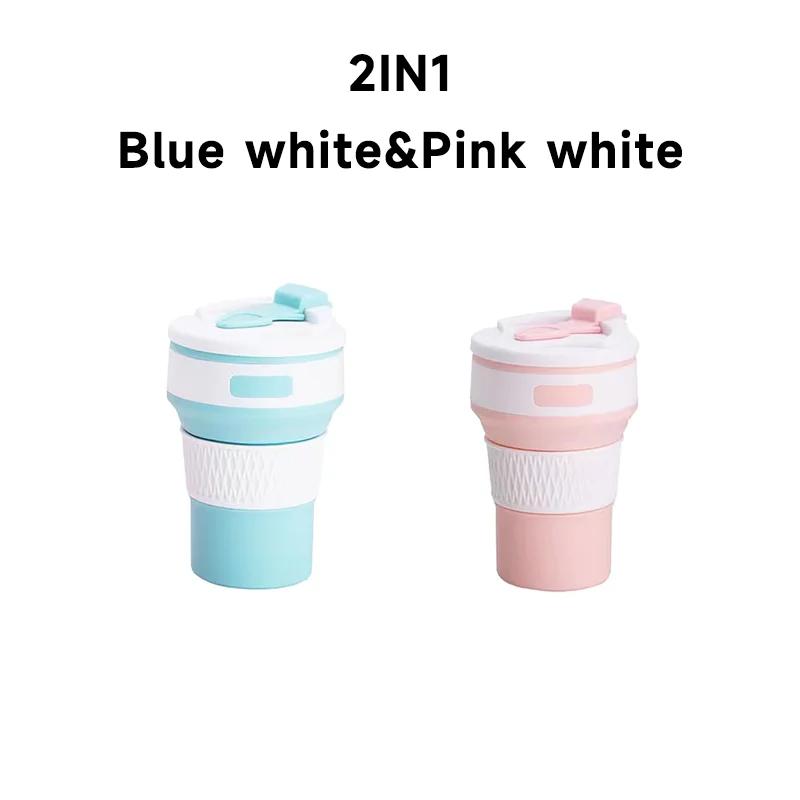 350ML Silicone Folding Cup Collapsible Mug With Cover Coffee Travel Outdoors Portable Water Drinking Tea Cups