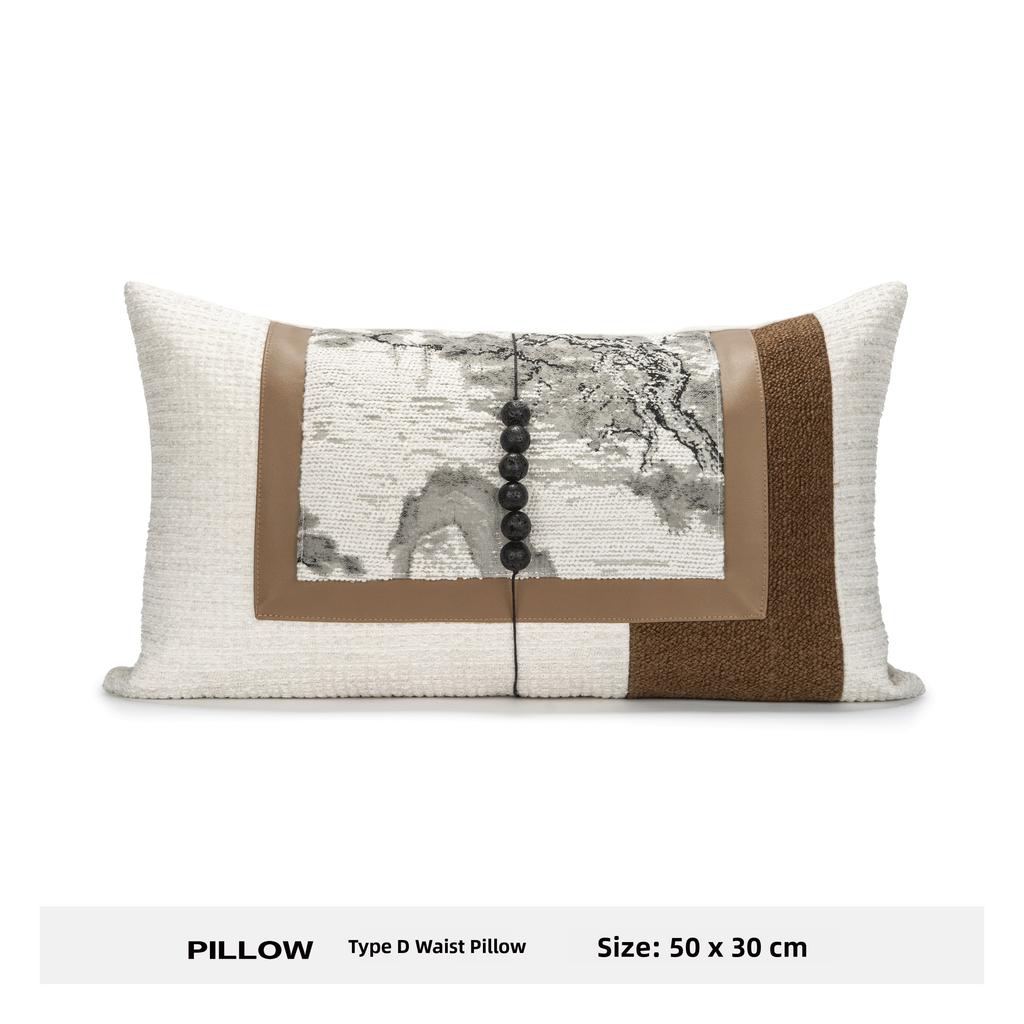 Modern Chinese Style Sofa Pillow Mountain Water Landscape Painting Lightweight Luxury Combination Home Stay Bed Head Cushion