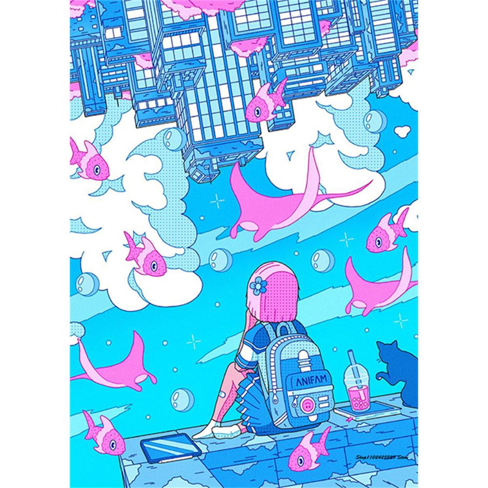 Diamond Painting Kit Modern Cartoon Girl 5D DIY Diamond Embroidery Cross Stitch Handmade Art Gift Crafts Home Decor Gift