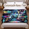 Music DJ Theme Soft Blanket Personalized Custom Name Text Print Warm Blanket Home Sofa Bedroom Decor
