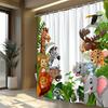 1pc Jungle Safari Shower Curtain with 12 Hooks - Vibrant Cartoon Animals Design Featuring Giraffe, Zebra, Lion, Elephant, Rhino,