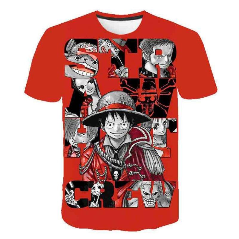 European and American Trendy New One Piece Rubber Man Luffy 3D Digital Printed Cartoon Cool Boy T-shirt