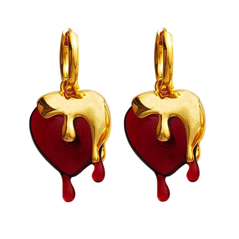 Red Heart Water Drop Dangle Earring Women Jewelry Valentines Day Gifts