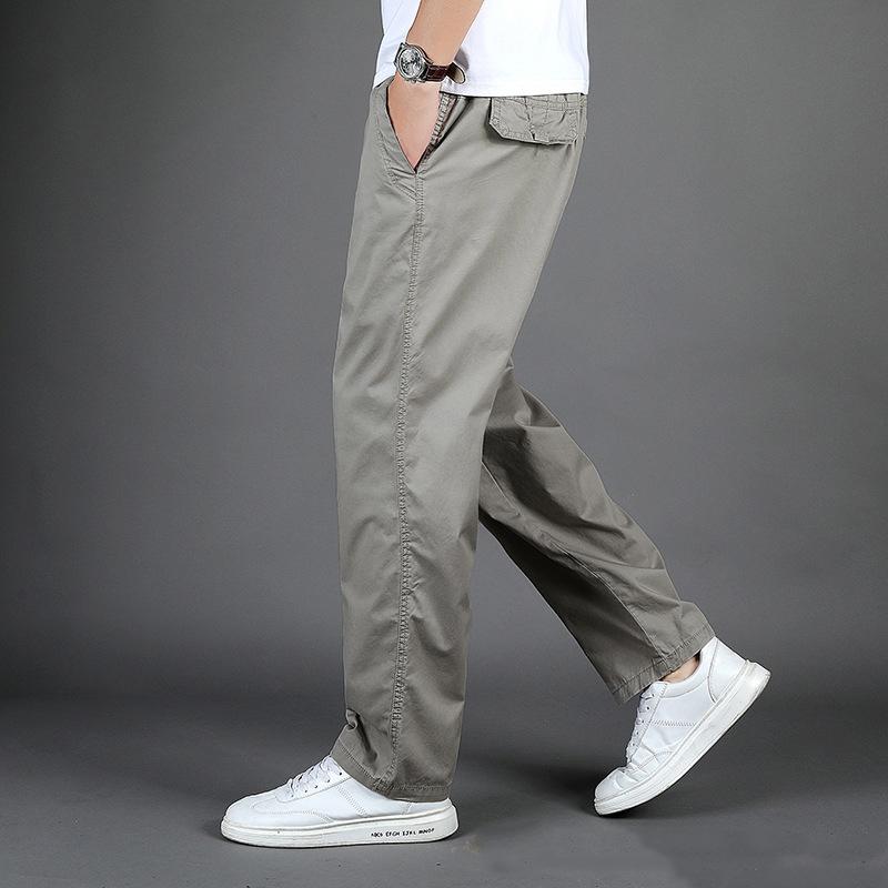 

Весна-літо Чоловічі бавовняні повсякденні брюки Комбінезон Чоловічі дихаючі зручні вбираючі піт однотонні ділові прямі брюки великих розмірів L сірий