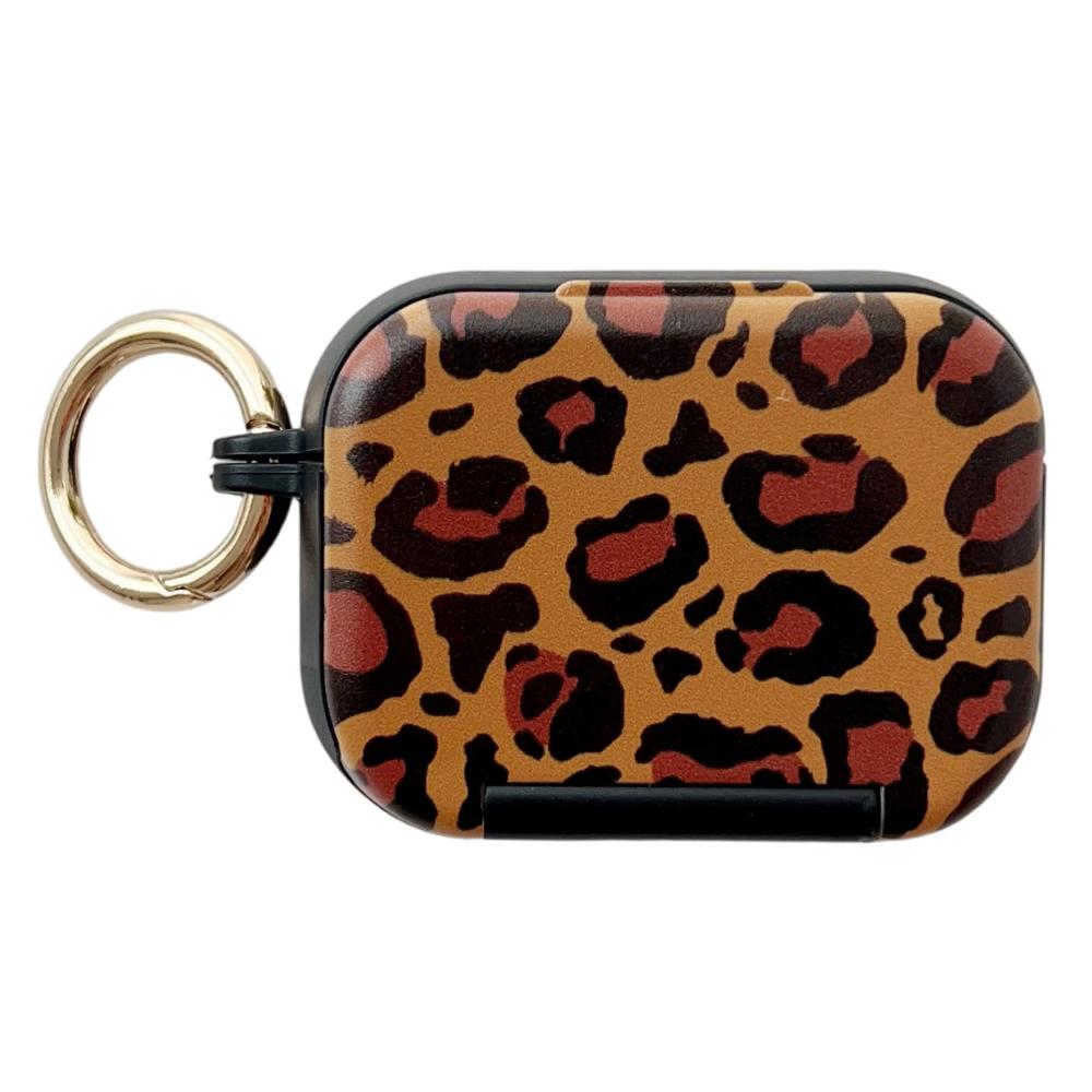 

For AirPods Pro 2/Pro Protective Case PC + TPU Leopard Earphone Cover with Mirror and Hook A
