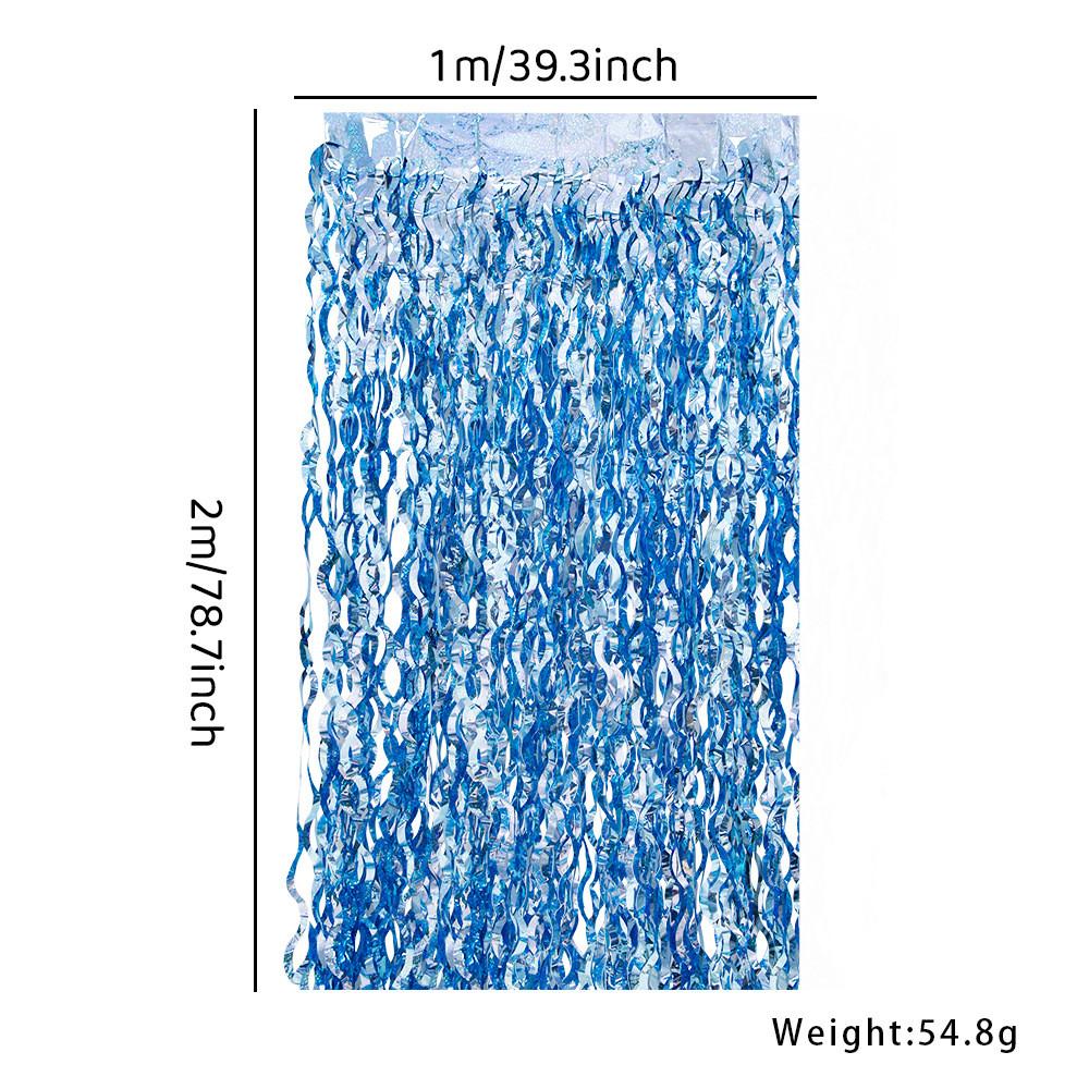 2m Iridescent Eyecatching Light Blue Wavy Rain Curtain For Stylish Birthday Party And Decor Festive