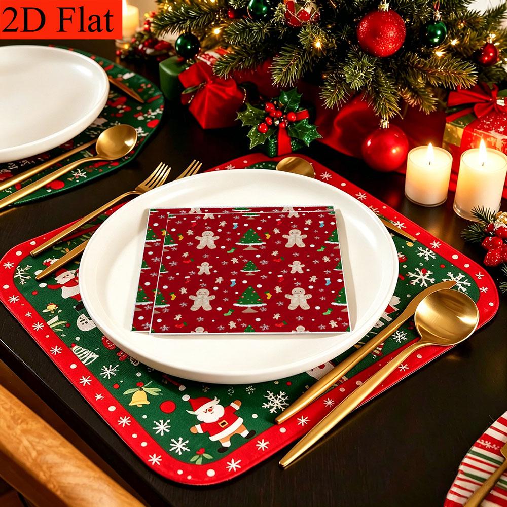 20pcs Disposable Napkins with Christmas Elements Pattern Print for Wedding,Parties,and Daily Use for Thanksgiving Fall Christmas Table Decoration