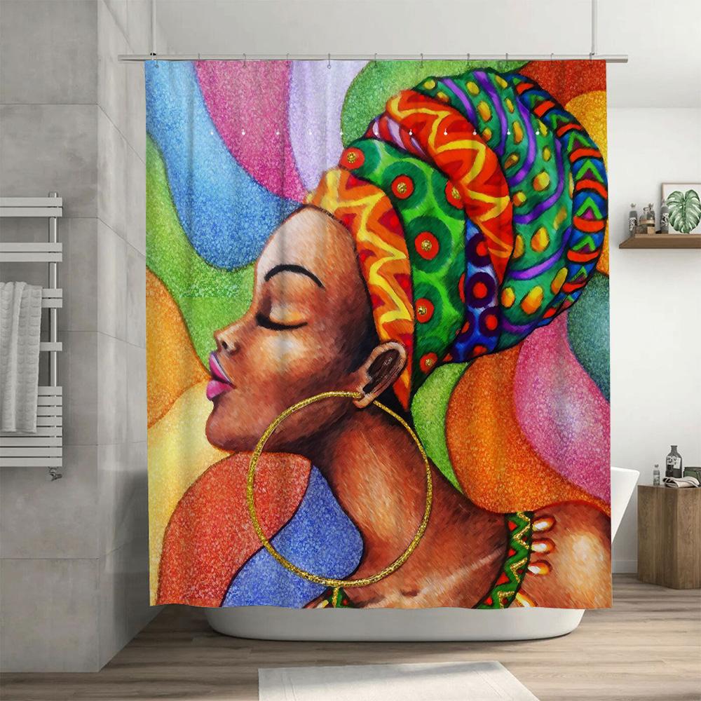 Artistic Bath Shower Curtain, Colorful Boho Print for Bathroom Decor TUS012358-76x96 (Blue Pink Red Green Orange Yellow Purple)