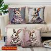 2D Süßes Kaninchen Verkleidet Kissenbezüge Muster Kissenbezug Geeignet für Sofa Schlafzimmer Auto Kissenbezug
