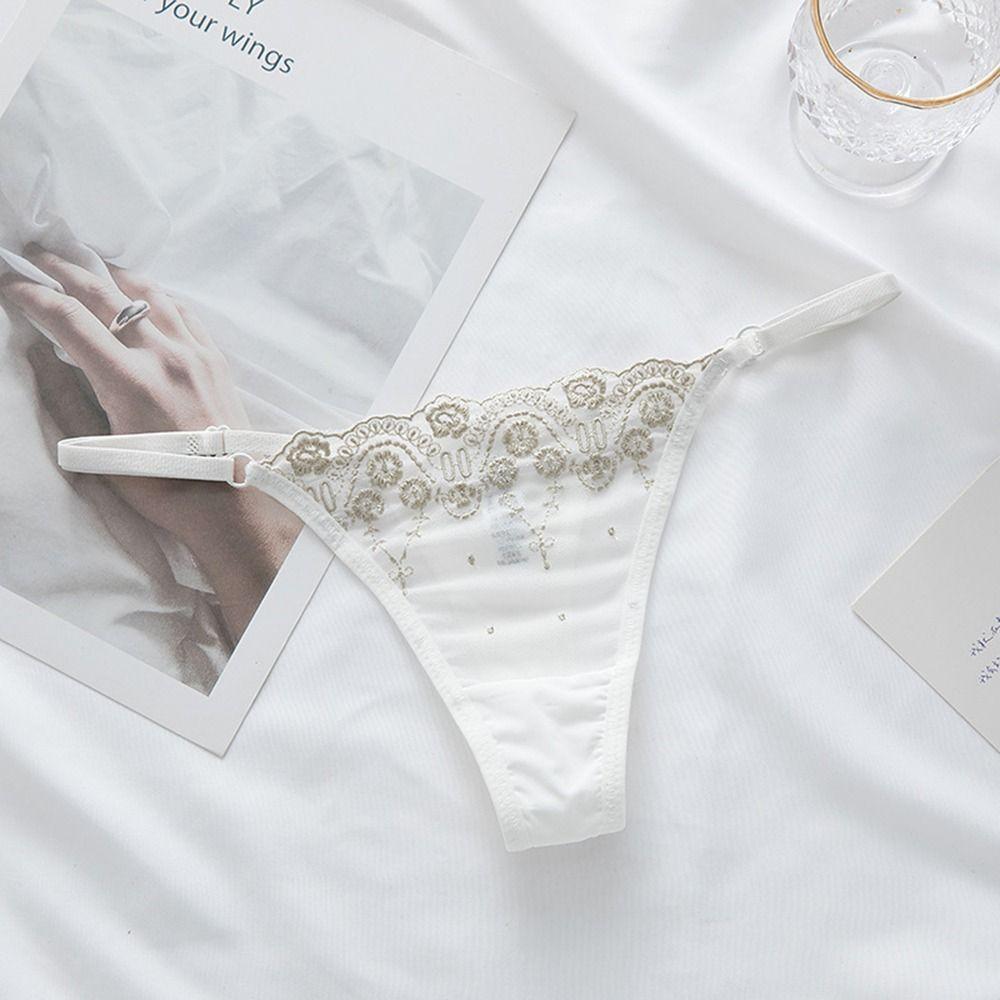 Thong Underwear Embroidery Flower Briefs Female Lingerie Women Thong Low Waist Panties Lace Panties