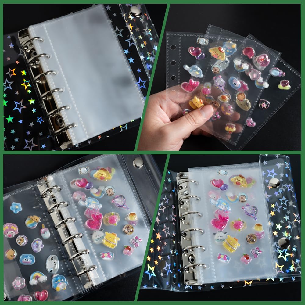 Refillable sticker A7 transparent backing 20 sheets sticker book release for 6-hole book, size, paper, included, refill, paper, girls.