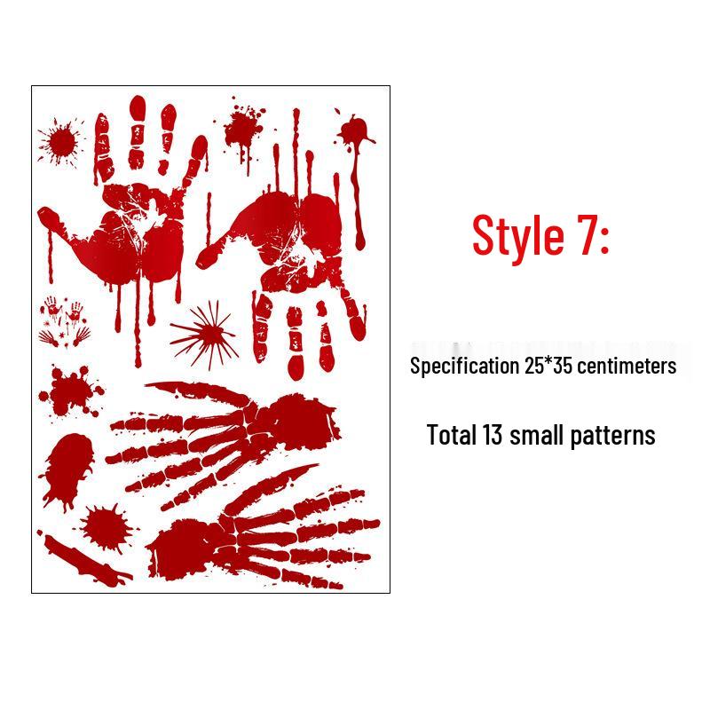 Halloween Blood Handprint & Bat Wall Stickers