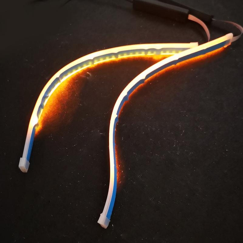 2pcs 30cm Slim Sequential Flexible LED DRL Turn Signal Strip Light Lamp Headlight fit for Car Truck Motorcycle